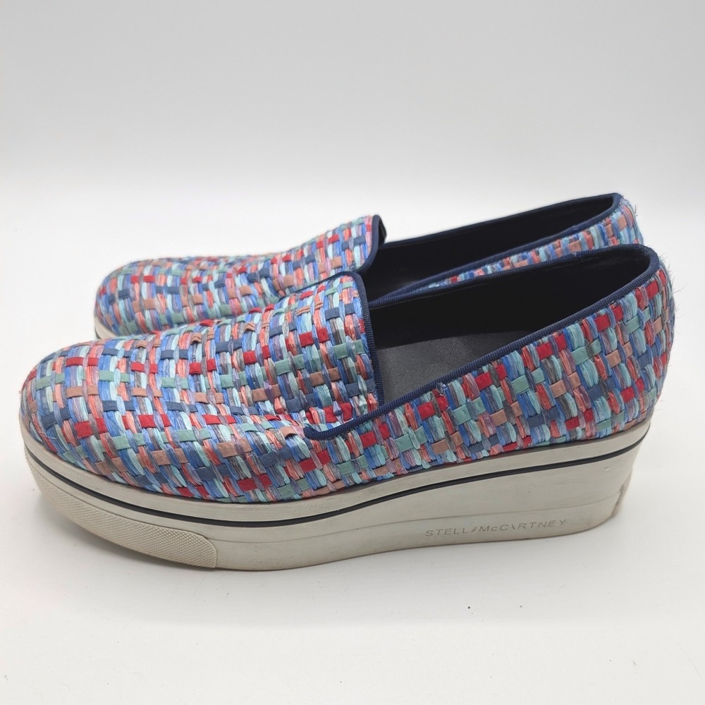 Stella McCartney 38 US 8 Woven Platform Slip-On Sneakers Loafers Wedge Shoes